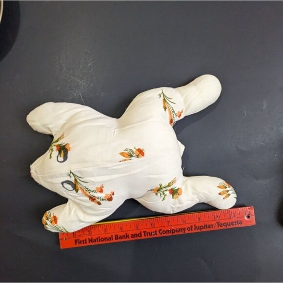 Handmade frog plush stuffed animal toy floral vintage - Picture 5 of 5